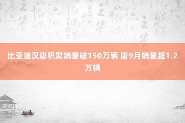 比亚迪汉唐积聚销量破150万辆 唐9月销量超1.2万辆