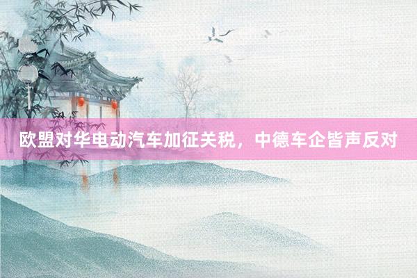 欧盟对华电动汽车加征关税，中德车企皆声反对