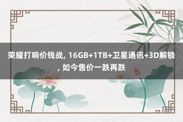 荣耀打响价钱战, 16GB+1TB+卫星通讯+3D解锁, 如今售价一跌再跌