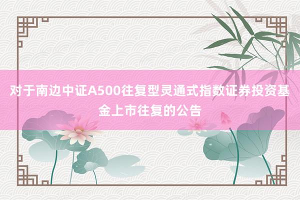 对于南边中证A500往复型灵通式指数证券投资基金上市往复的公告