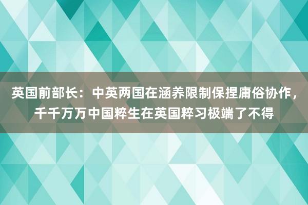 英国前部长：中英两国在涵养限制保捏庸俗协作，千千万万中国粹生在英国粹习极端了不得