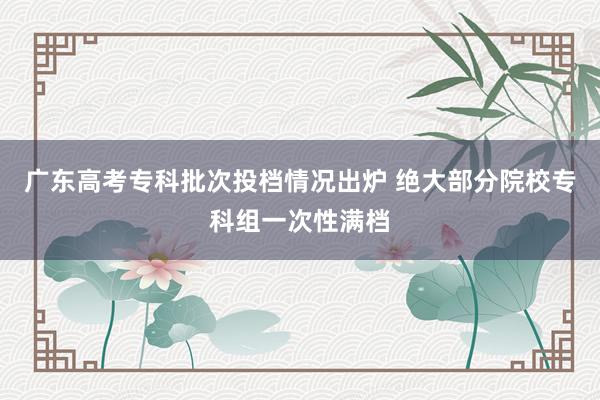 广东高考专科批次投档情况出炉 绝大部分院校专科组一次性满档
