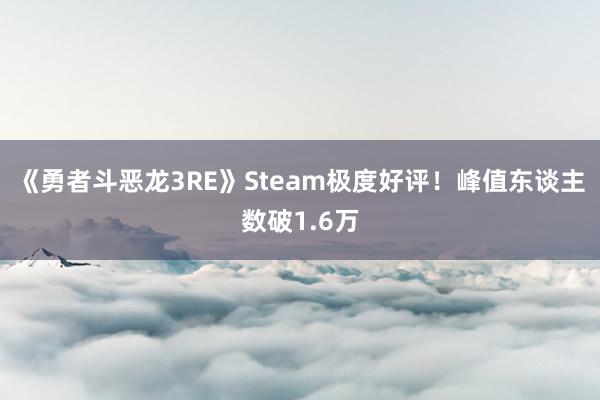 《勇者斗恶龙3RE》Steam极度好评！峰值东谈主数破1.6万