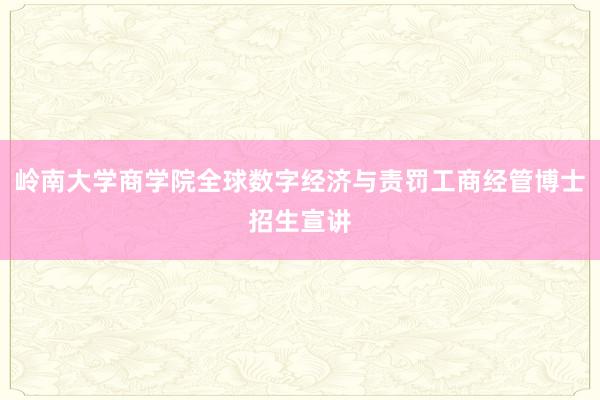 岭南大学商学院全球数字经济与责罚工商经管博士招生宣讲