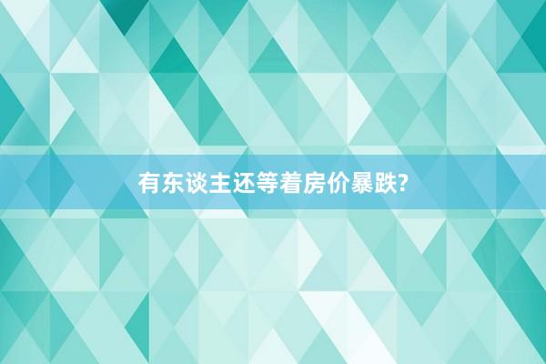 有东谈主还等着房价暴跌?